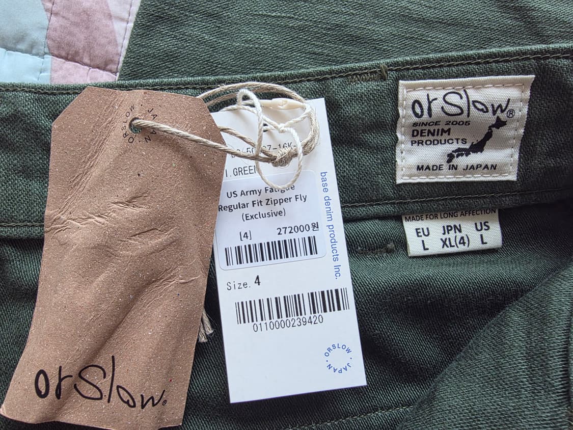 오어슬로우 US Army 퍼티그 레귤러핏 지퍼플라이 4사이즈(34) 상품이미지4