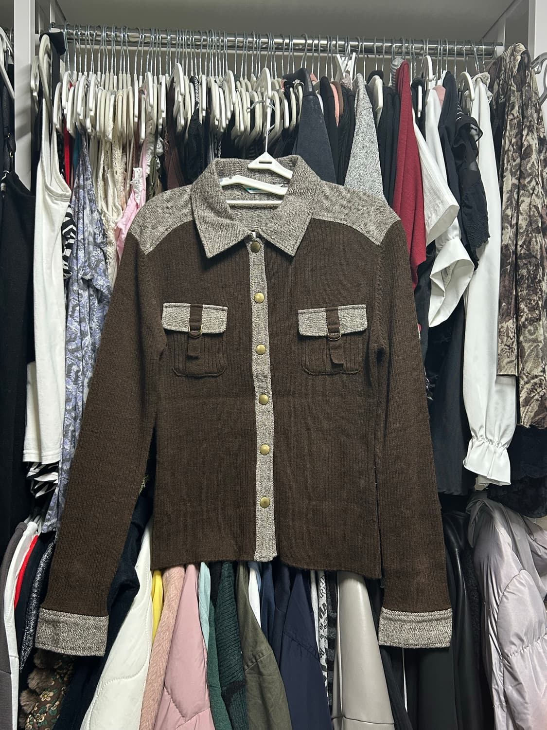 Y2K 울 포켓 니트 셔츠 상품이미지1