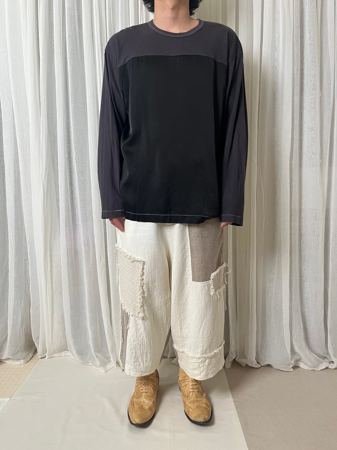 90s 꼼데가르송 옴므 컬러블럭 티셔츠 comme des garcons 상품이미지7