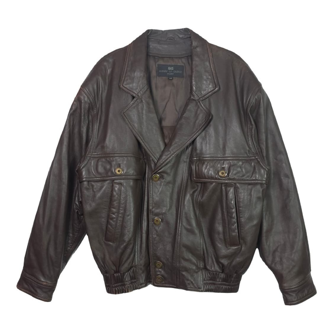 GIANNI LO GIUDICE 다크브라운 미니멀 레더 자켓 46 상품이미지1