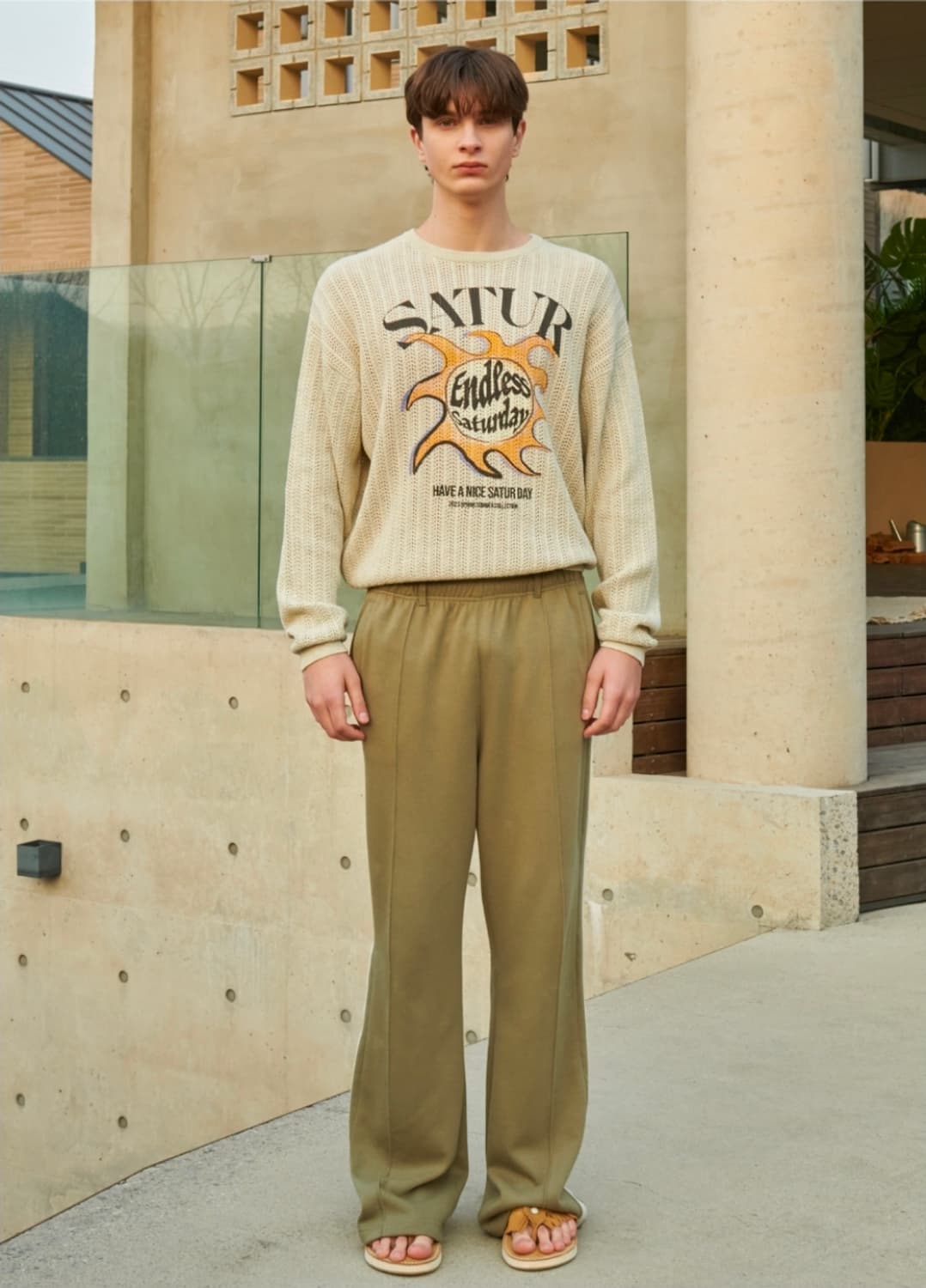 세터(Satur) 이비자 썬 레트로 그래픽 메시드 니트 Free 상품이미지2