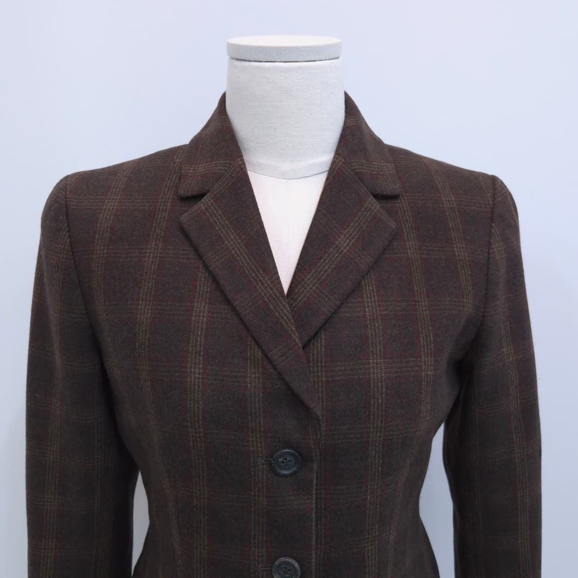 Lands’ End 브라운 체크 울 블레이저 상품이미지2