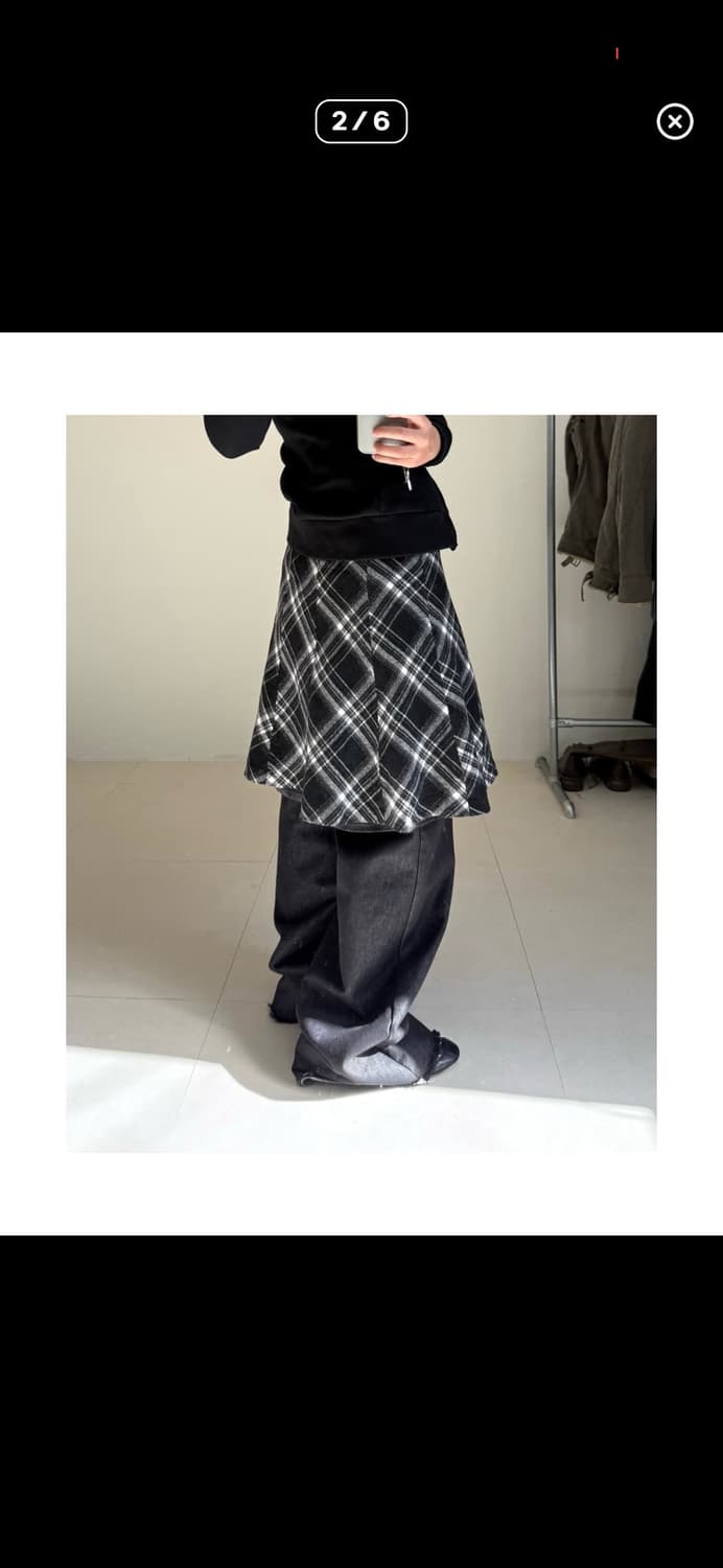 피쉬룸 빈티지 빈티지 체크 울스커트/ 구매가 32,000 상품이미지2