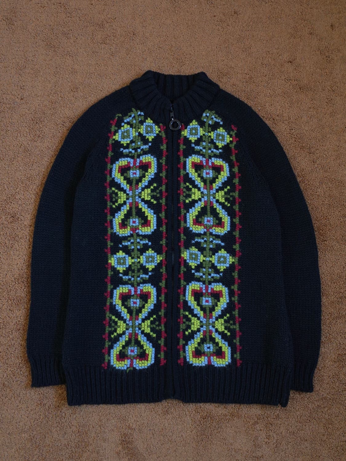 에스닉 패턴 블랙 니트집업 상품이미지1