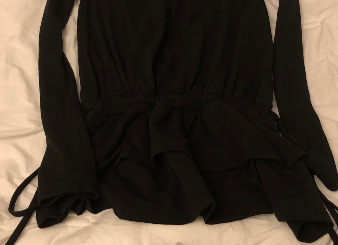 릿킴 프릴 셔링 긴팔티 (black, os size) 상품이미지3