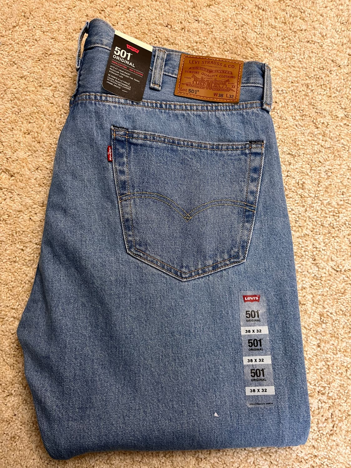 [새상품/Big E,38*32] 리바이스 프리미엄 501 오리지널 연청 상품이미지7