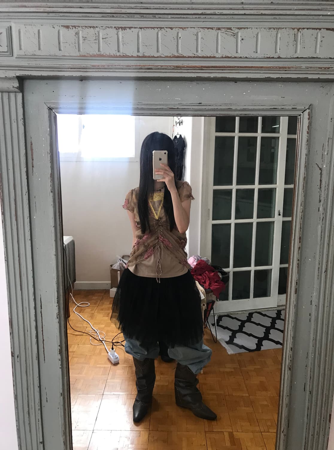 vintage pattern mash top 상품이미지3