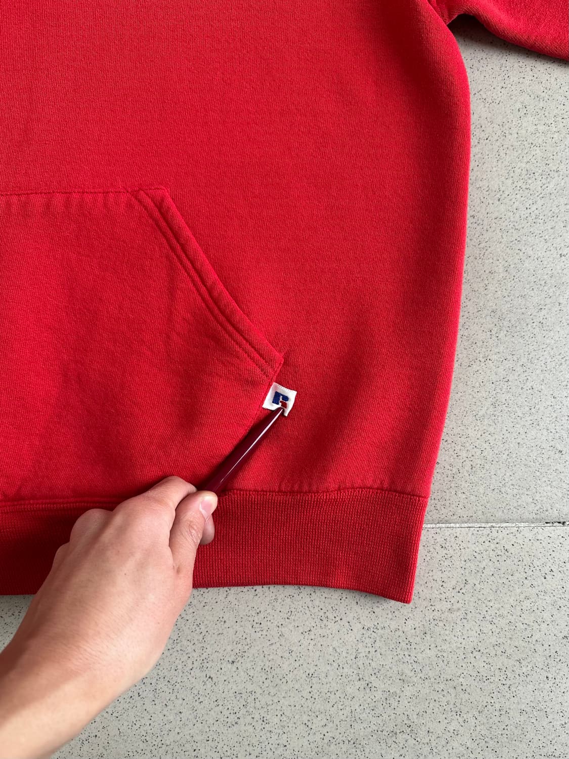 90s 빈티지 러셀 후드 레드 L USA 상품이미지3