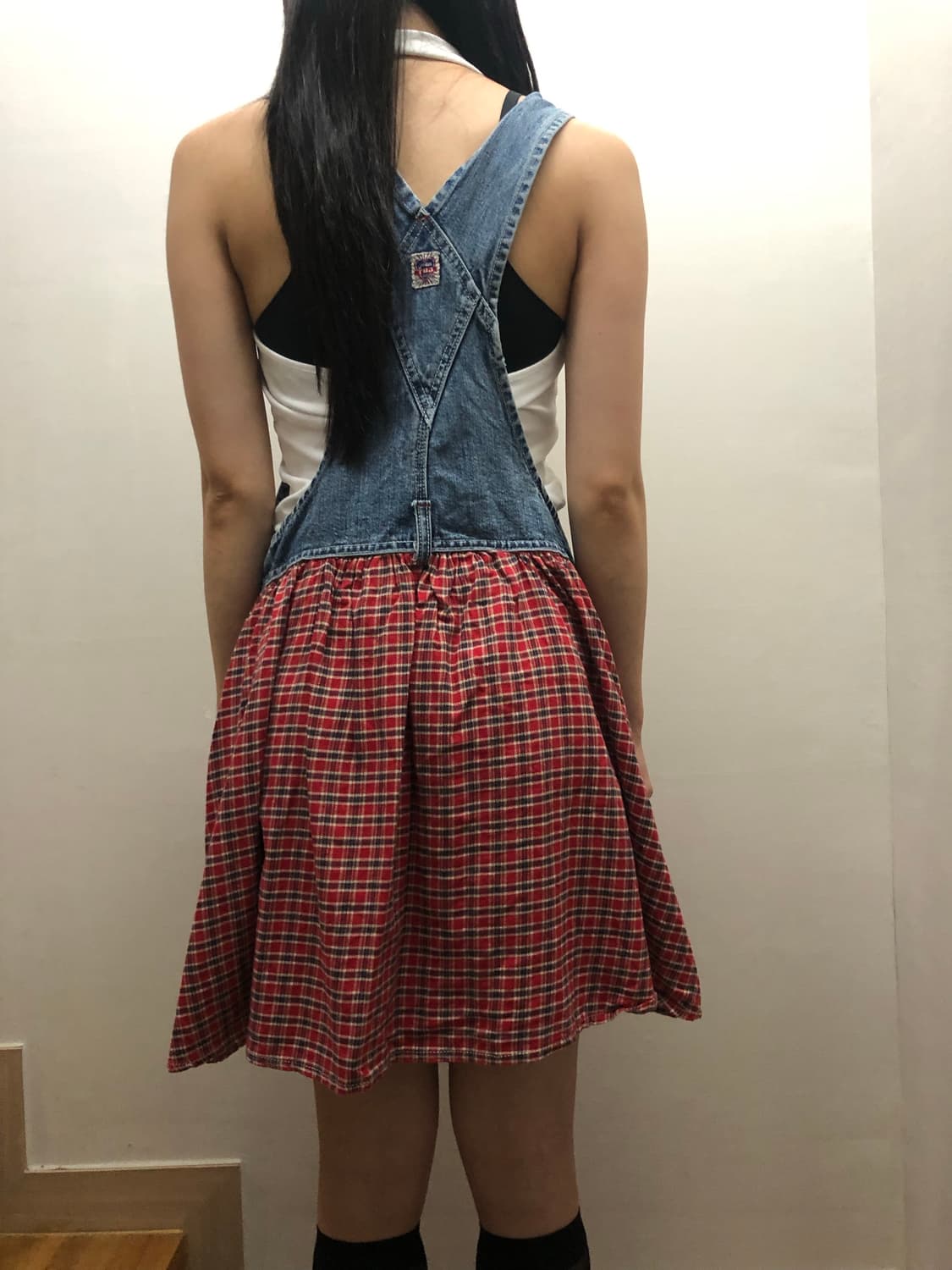 빈티지 데님 체크 서스펜스 원피스 상품이미지10
