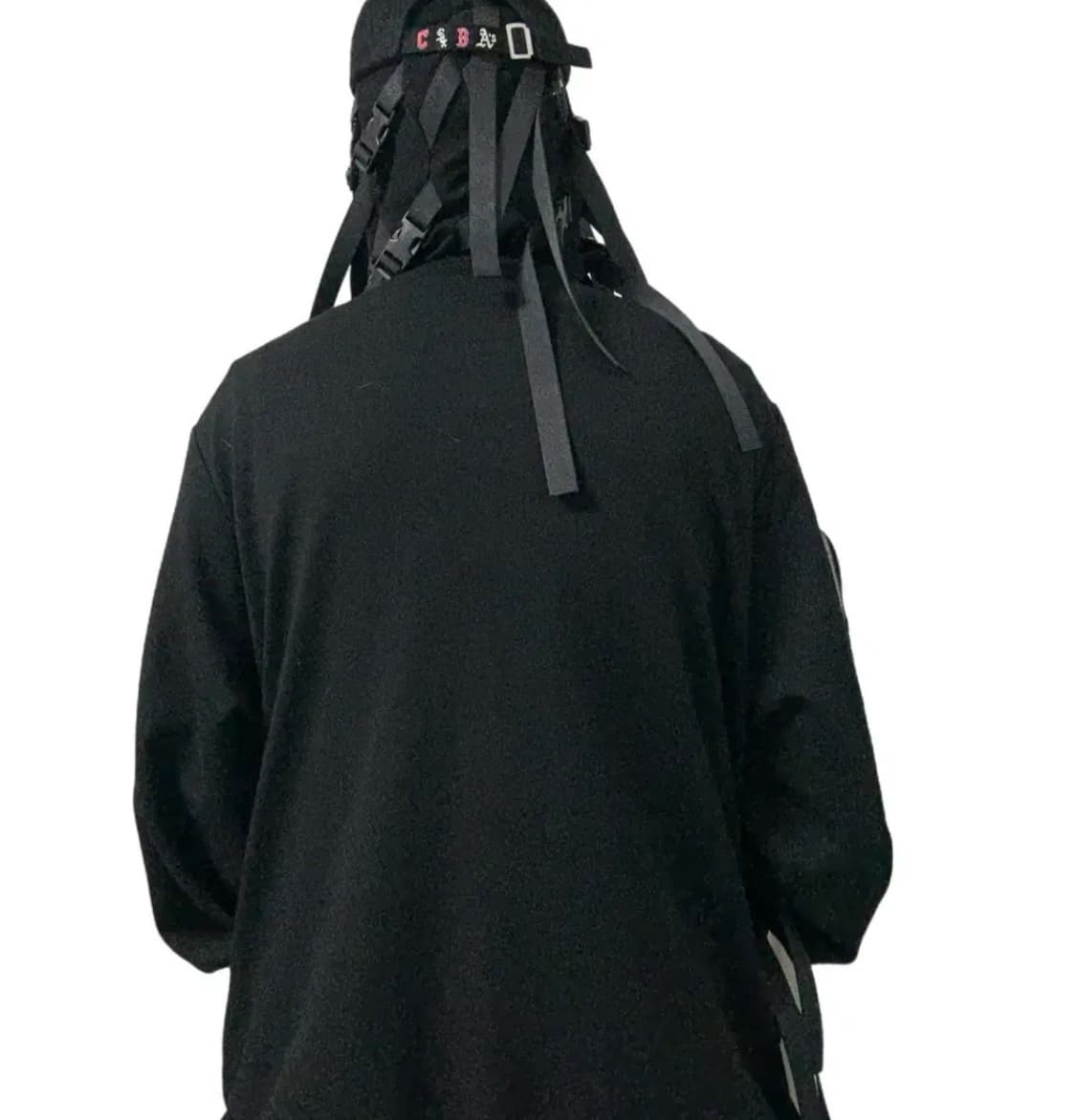 (레어 ) Christian Stone 스트랩본디지 오버핏 후드 블랙 상품이미지3