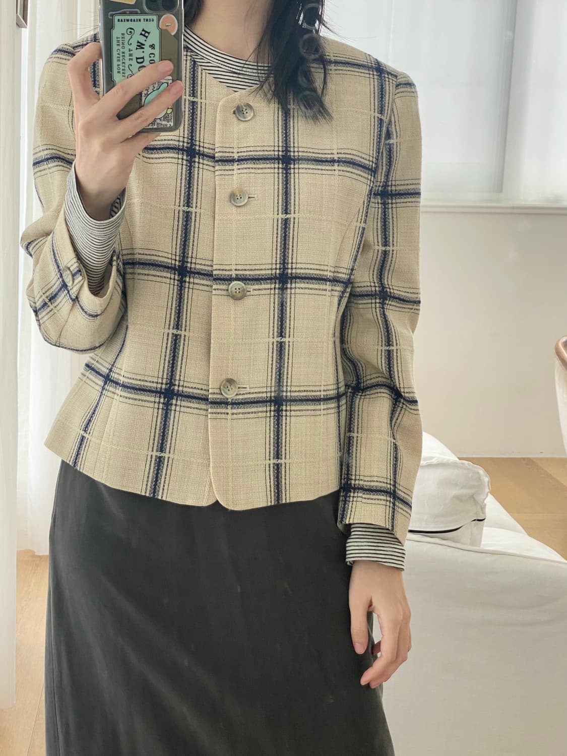 빈티지 플래드 라운드넥 울 재킷 (Italian Fabric) 상품이미지10