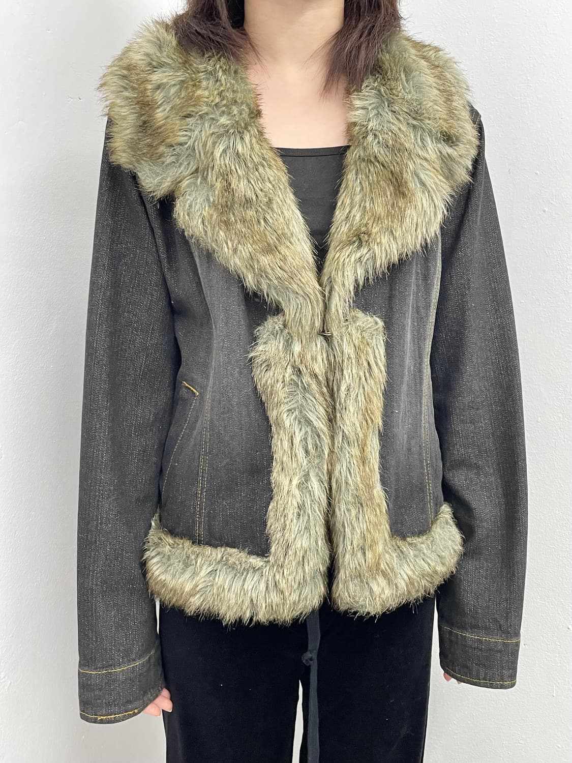 y2k 퍼 트리밍 데님 자켓  상품이미지3