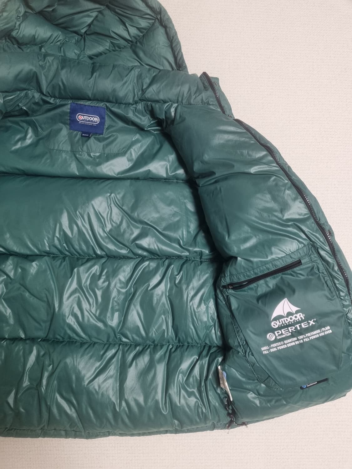 OUTDOOR 아웃도어 그린 오리털 퍼텍스 패딩 상품이미지3