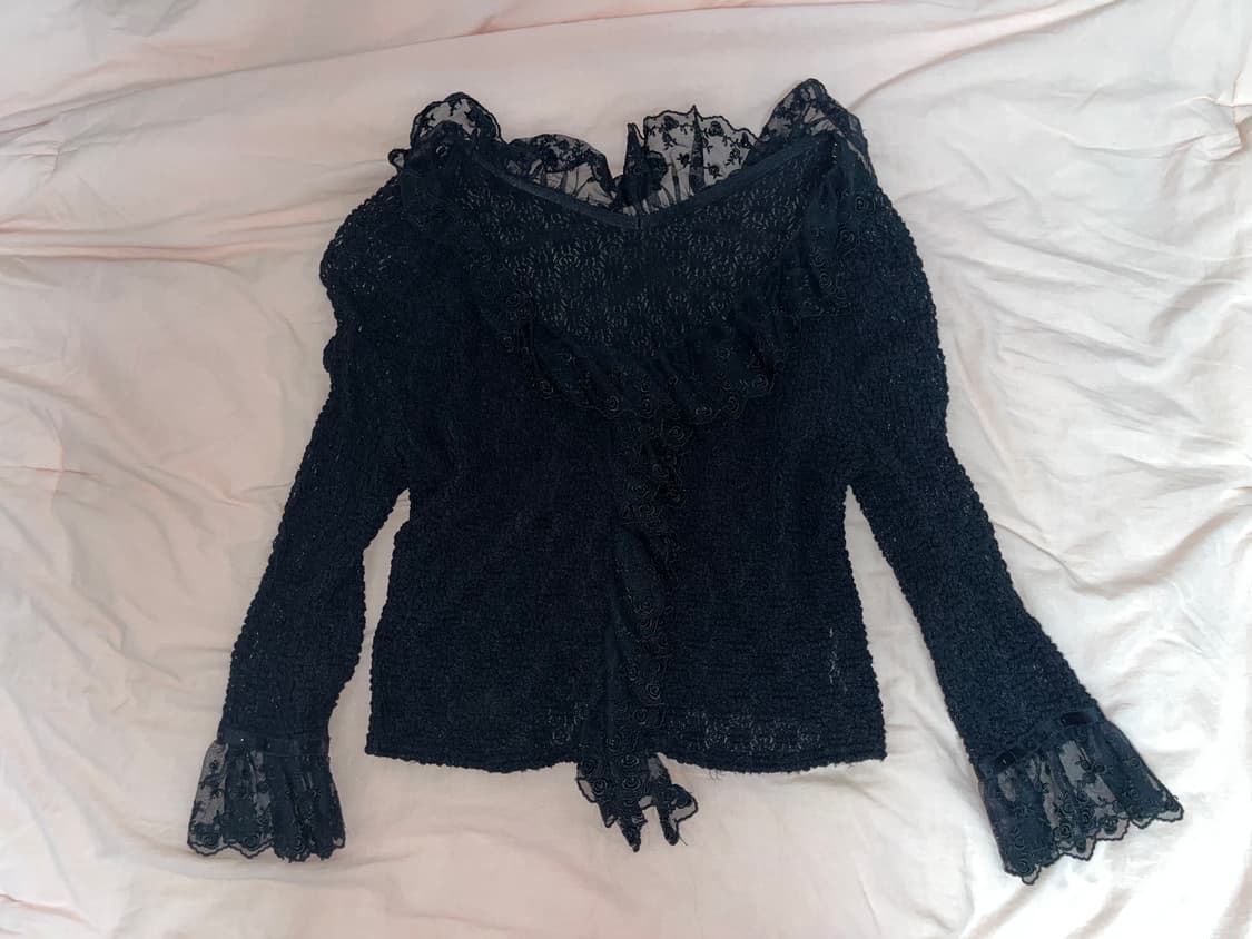 고딕 플라워 레이스 시스루 가디건 집업 고스로리고스펑크갸루 상품이미지1