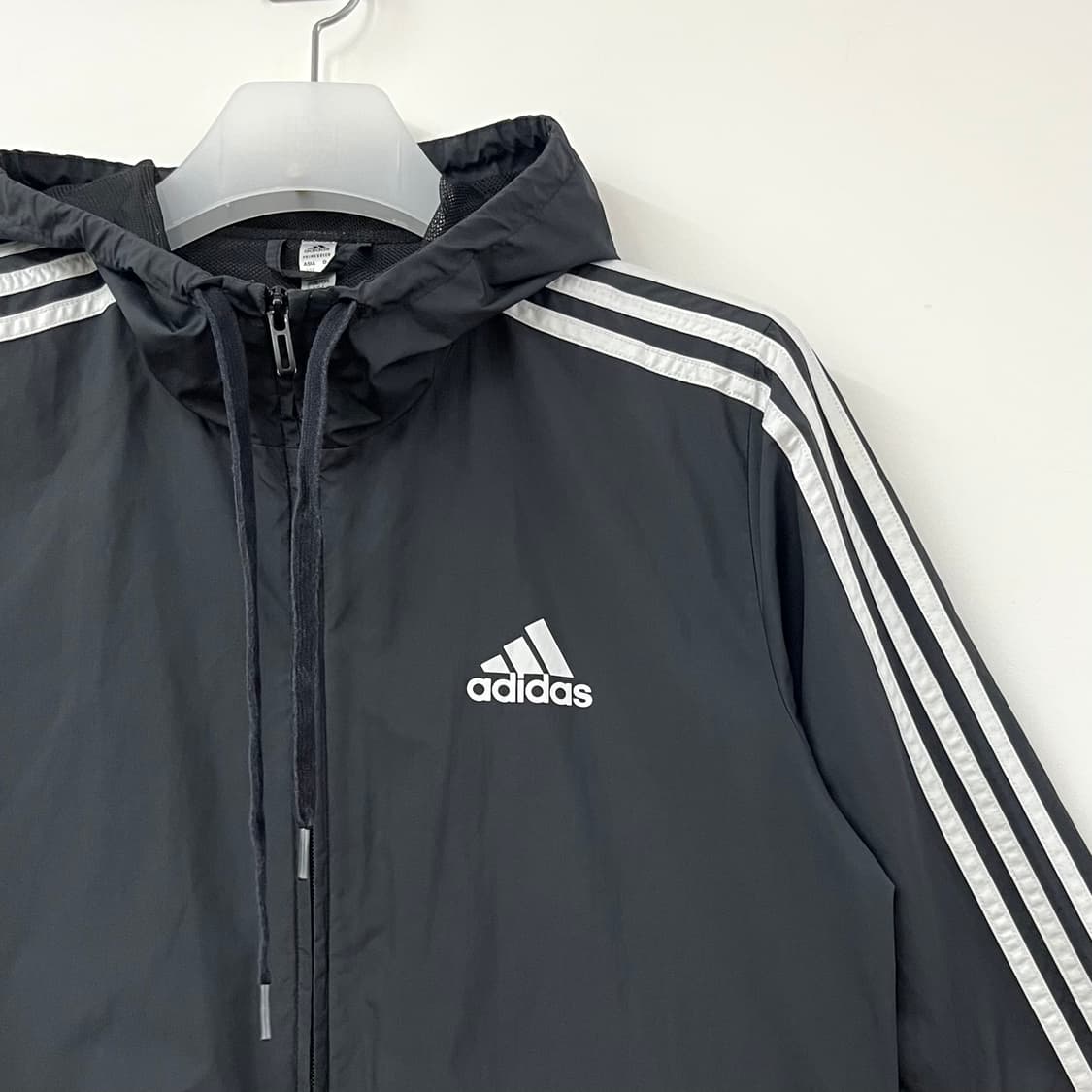 아디다스 블랙 삼선 우븐 후드 바람막이 자켓 상품이미지4