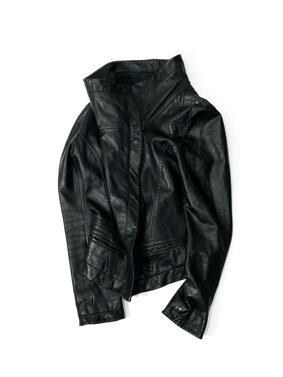 Vintage (W) High Neck Leather Jacket 상품이미지4