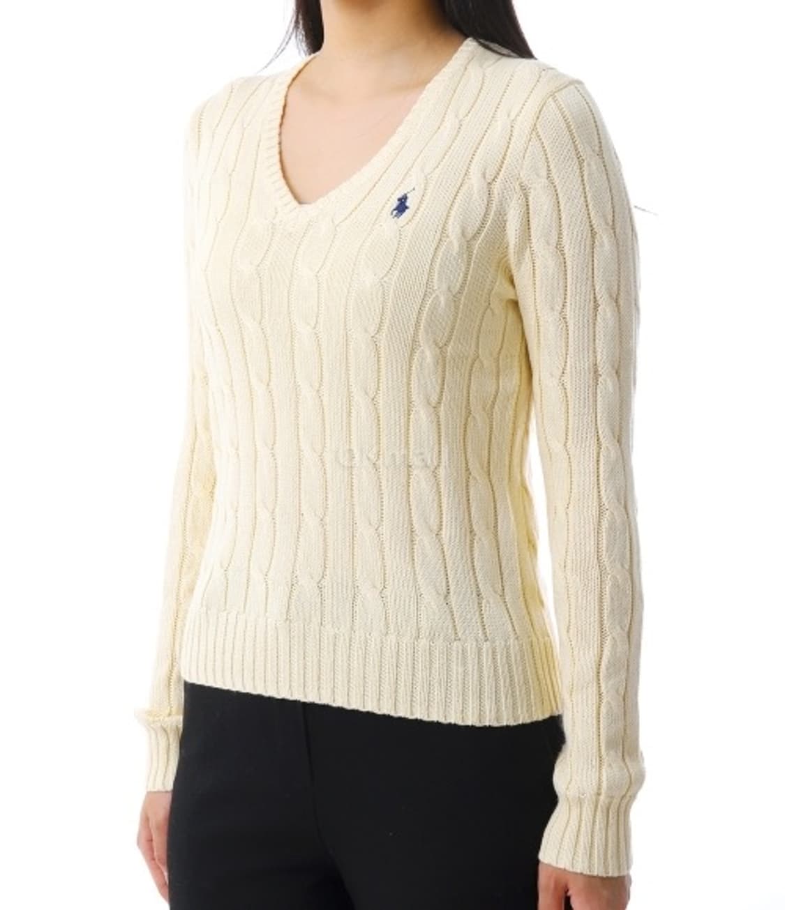 폴로 포니로고 자수 피마코튼 브이넥 니트 상품이미지2