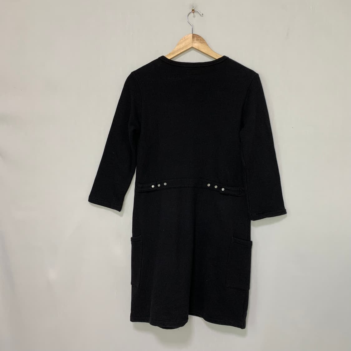아네스베 7부 소매 블랙 버튼 미디 원피스 S 무채색 일본 빈티지 상품이미지5