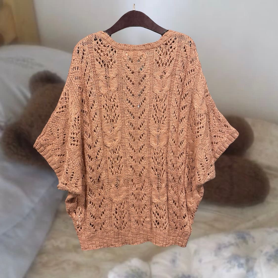 빈티지 코랄 인디핑크 모리 루즈핏 가오리 니트 상품이미지4