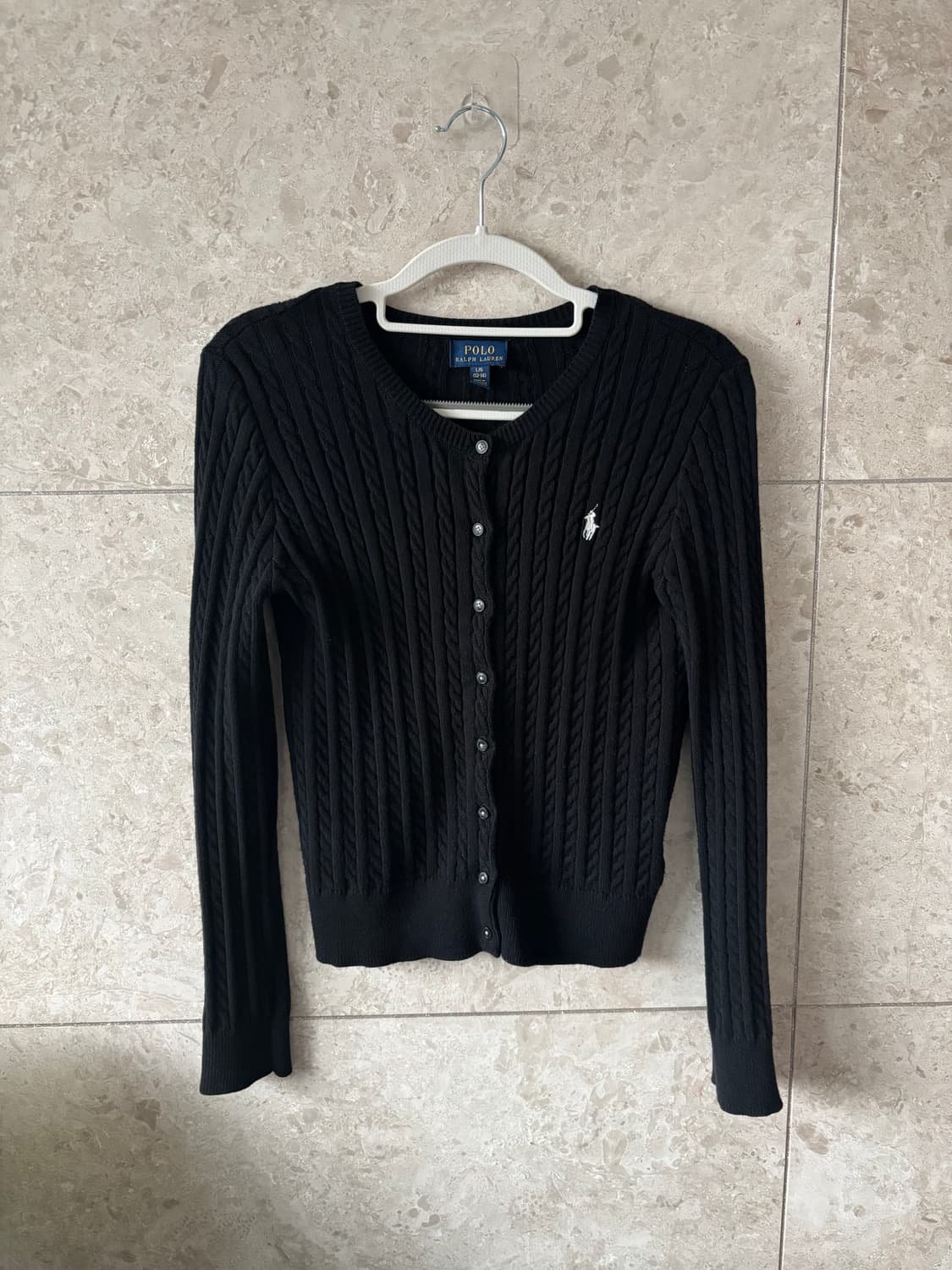폴로 케이블 니트 가디건 블랙 폴로 가디건 상품이미지1