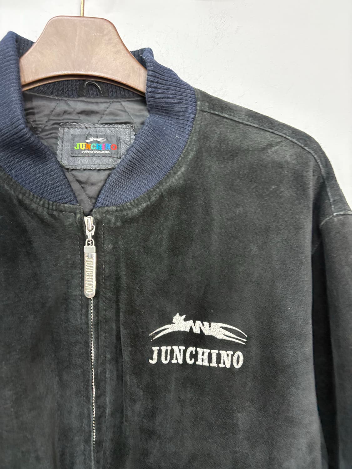 빈티지 JUN CHINO 스웨이드 스타장 블루종 재킷A1870 상품이미지3