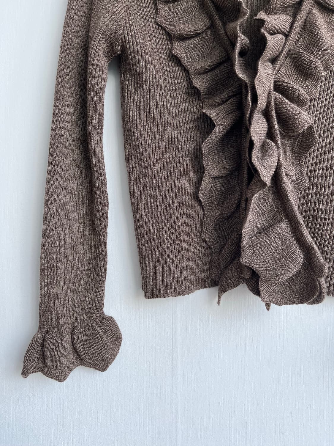 초콜릿 브라운 러플 니트 가디건 상품이미지3