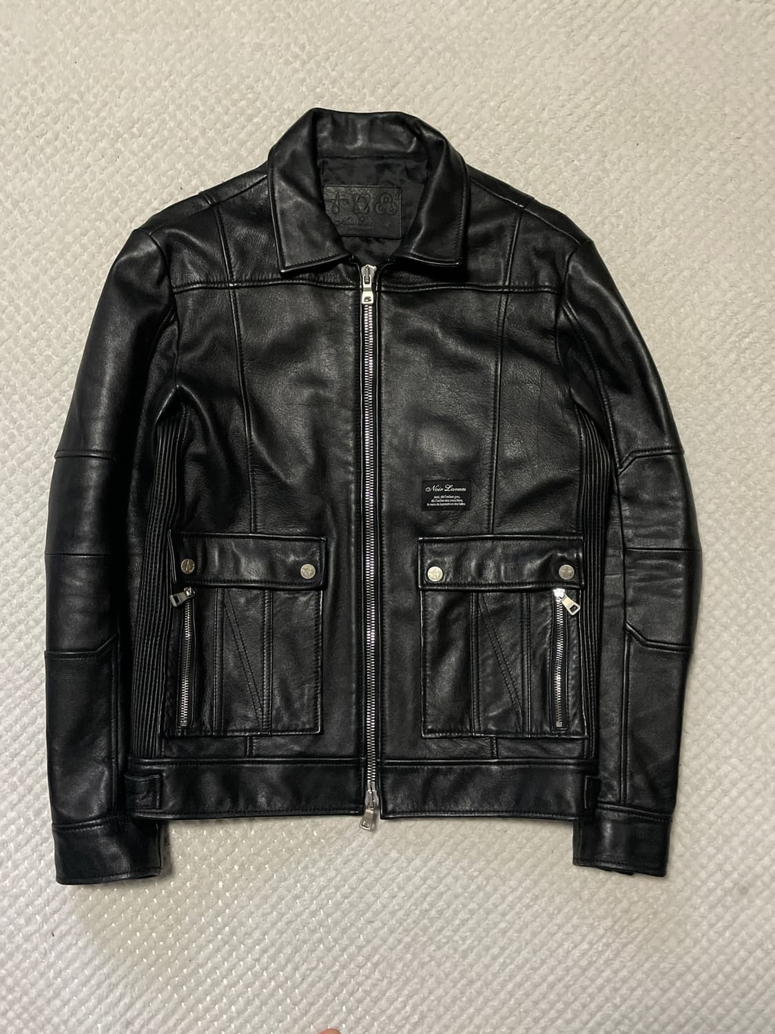 [48] 느와르 라르메스 웨스턴 무드 램스킨 양가죽 바이커 레더 자켓 상품이미지1