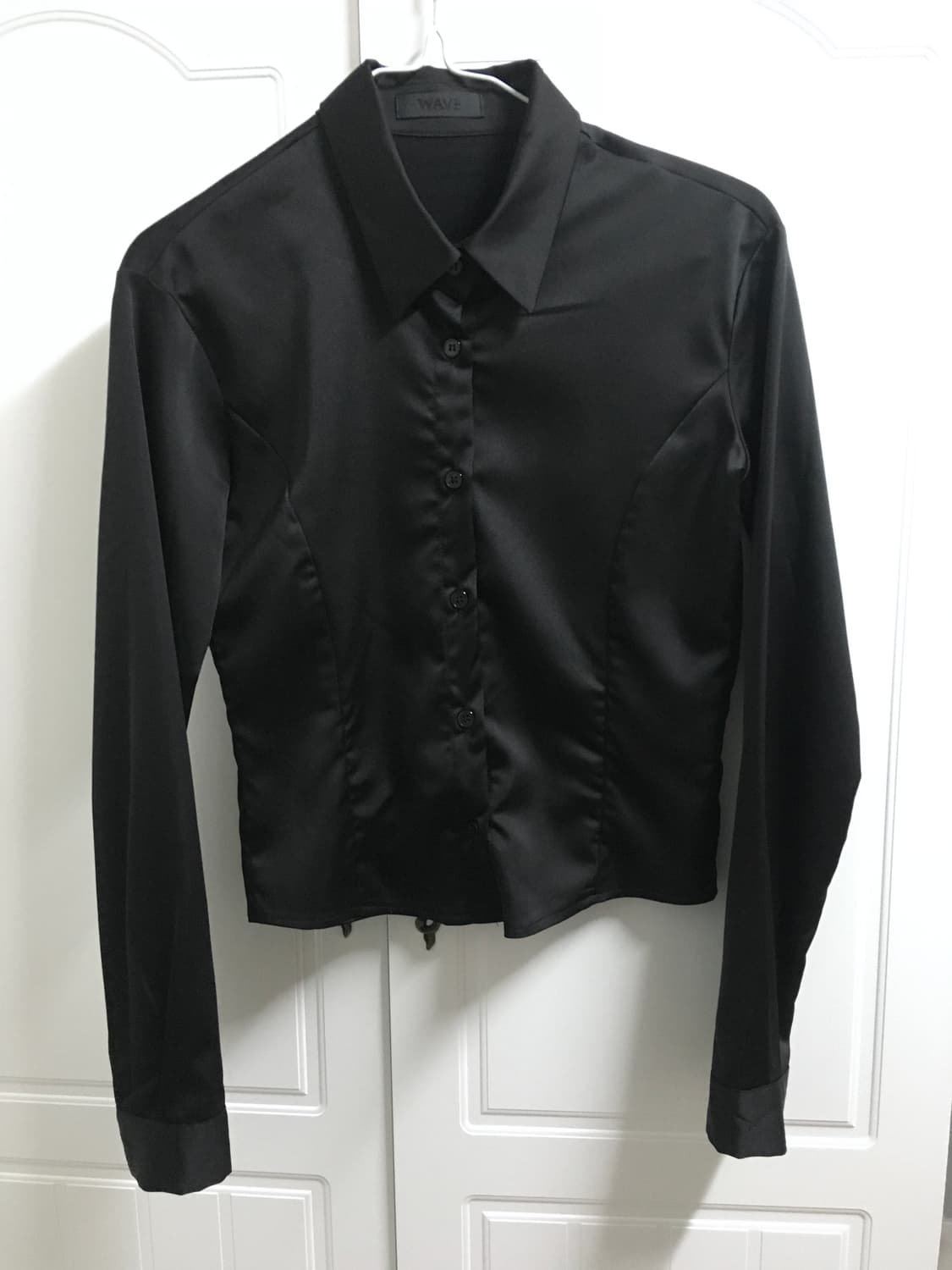 sheismiae 미애 새틴 셔츠 블랙 긱시크 y2k 상품이미지2