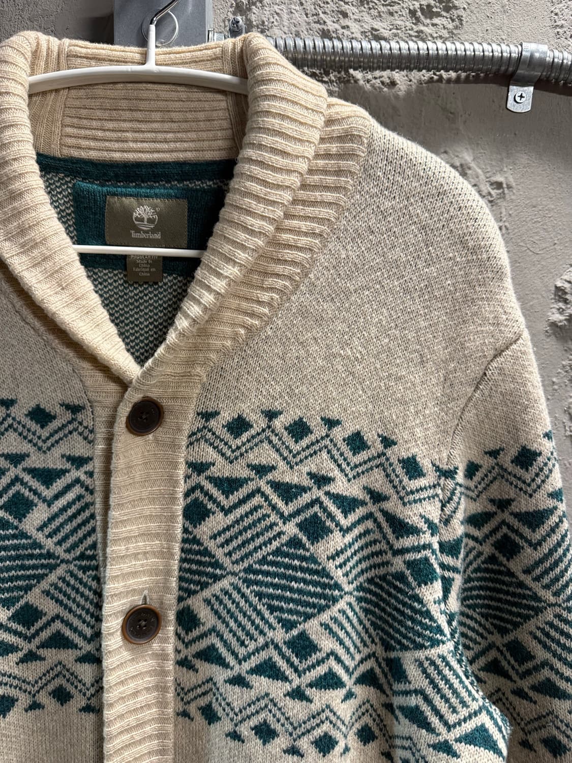 팀버랜드 TIMBERLAND 노르딕 패턴 숄카라 가디건 아이보리 L 상품이미지4