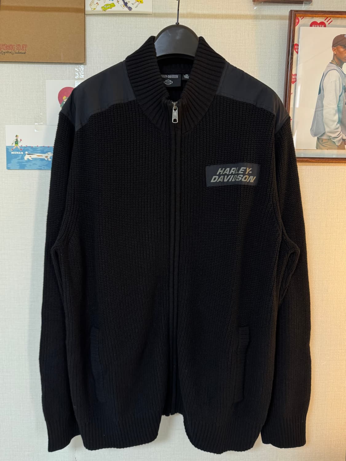 [2XL]할리데이비슨 윌리 G 스컬 울 니트집업 블랙 상품이미지1
