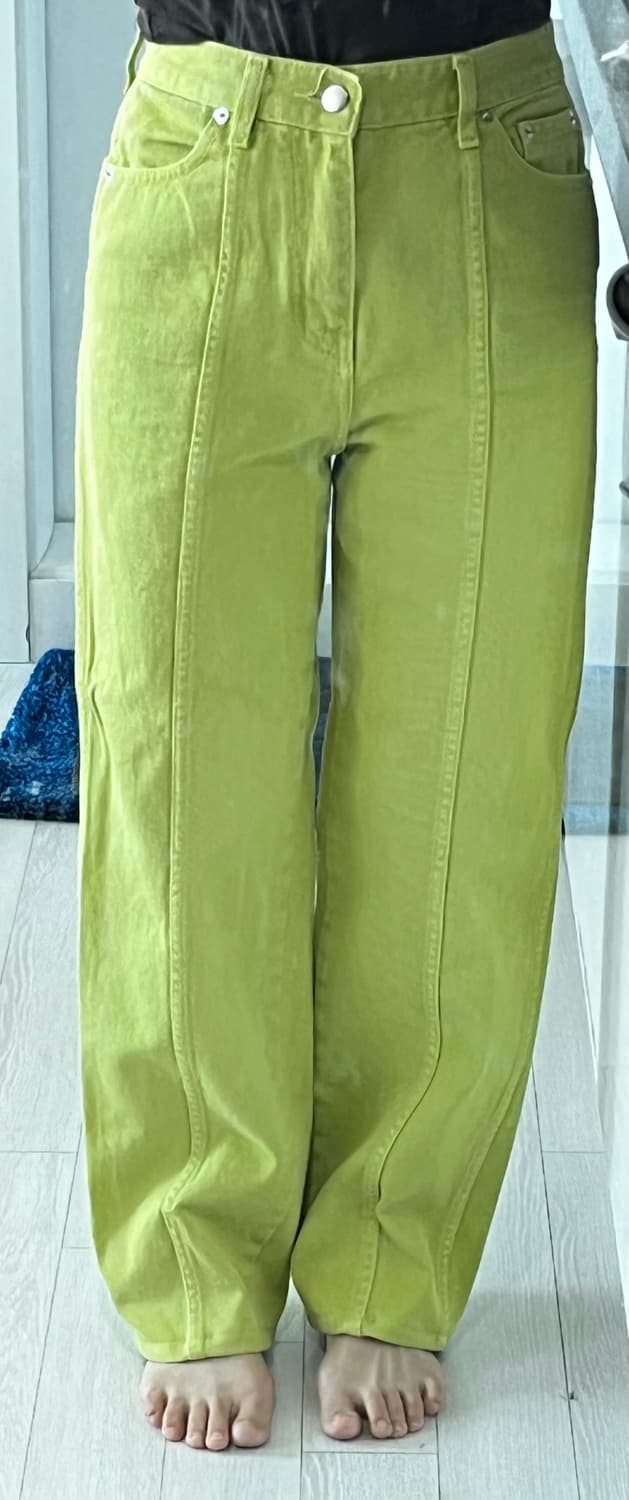 커렌트 연두색 데님팬츠 팝니다 (size 1 =약26사이즈) 상품이미지3