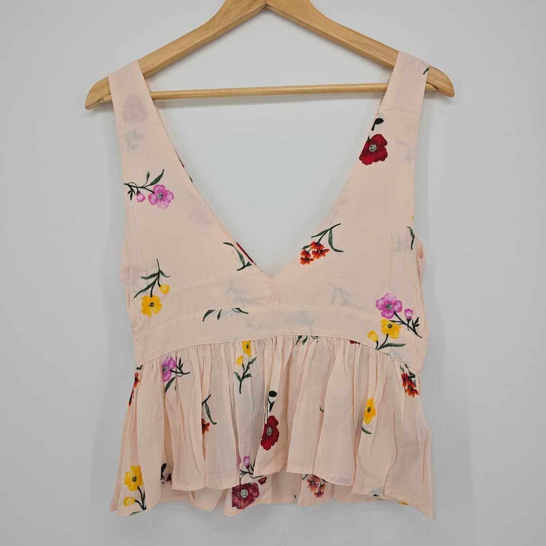 플라워 패턴 핑크색 민소매 블라우스 상품이미지8