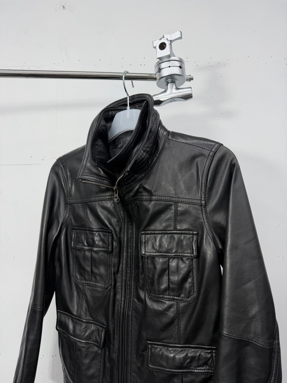 Lambskin layered high-neck jacket 상품이미지1