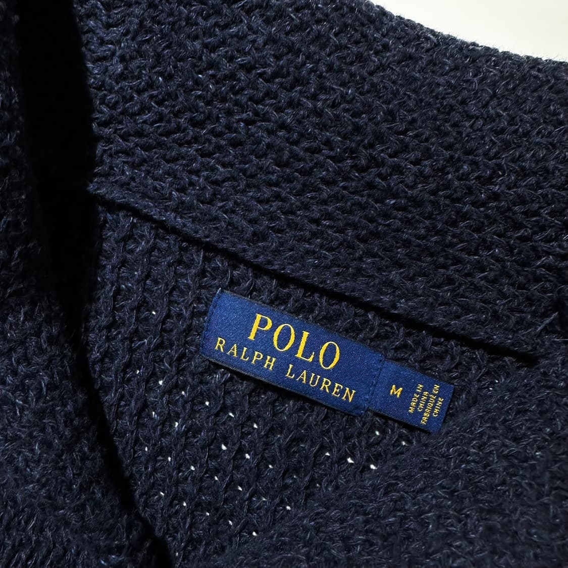 폴로 랄프로렌 린넨 코튼 숄카라 니트 가디건 네이비 상품이미지4