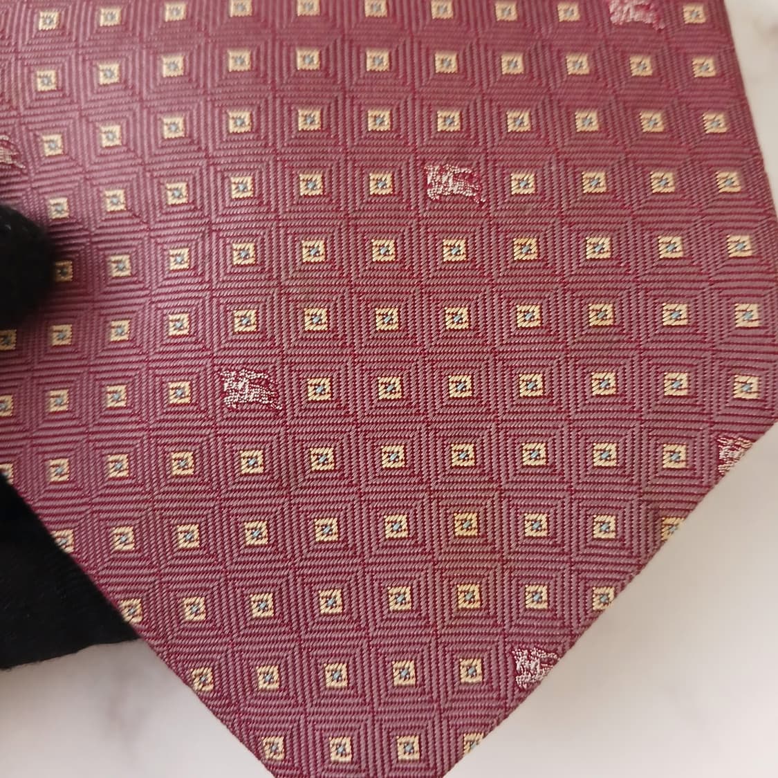 버버리 실크 다크핑크 기마사 자카드 넥타이 9.6cm B등급 A19031 상품이미지9
