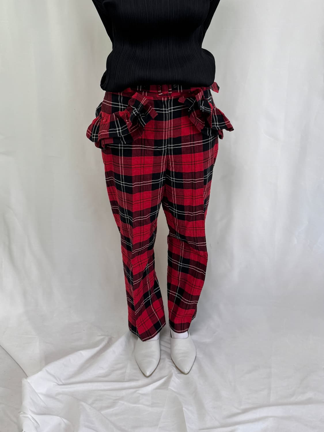 H&M x 시몬로샤 콜라보 체크 팬츠 상품이미지8