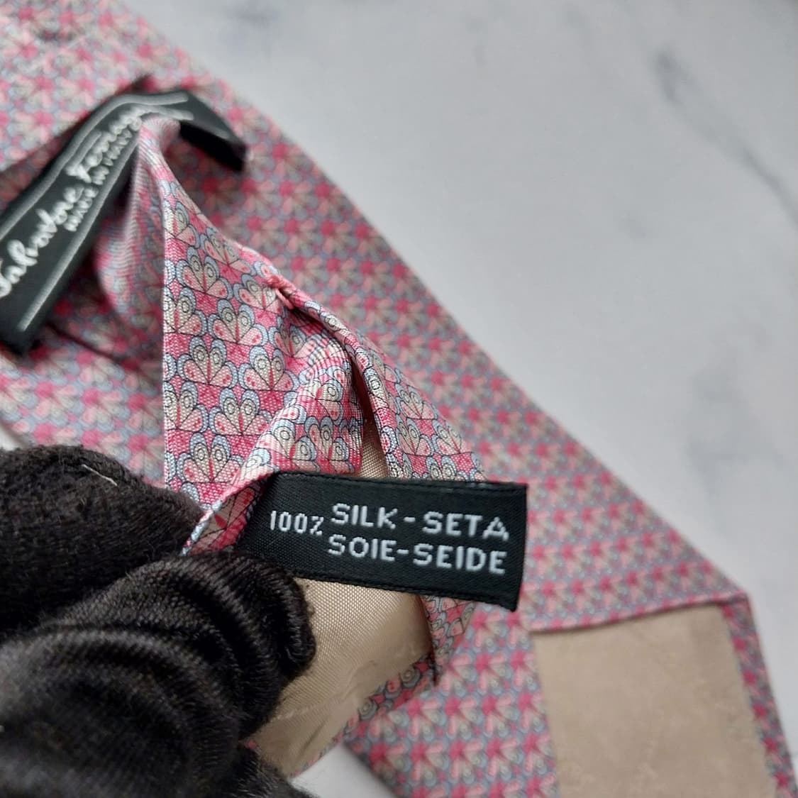 살바토레 페라가모 실크 나비 모티브 넥타이 8.2cm B등급 K2178 상품이미지8