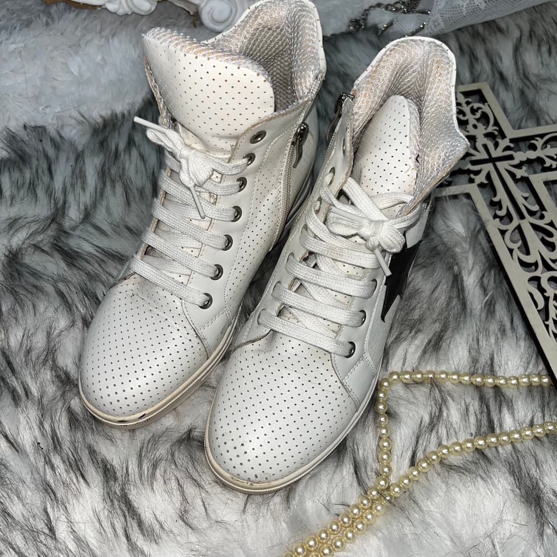 빈티지 별 스터드 웨지힐 스니커즈 상품이미지4