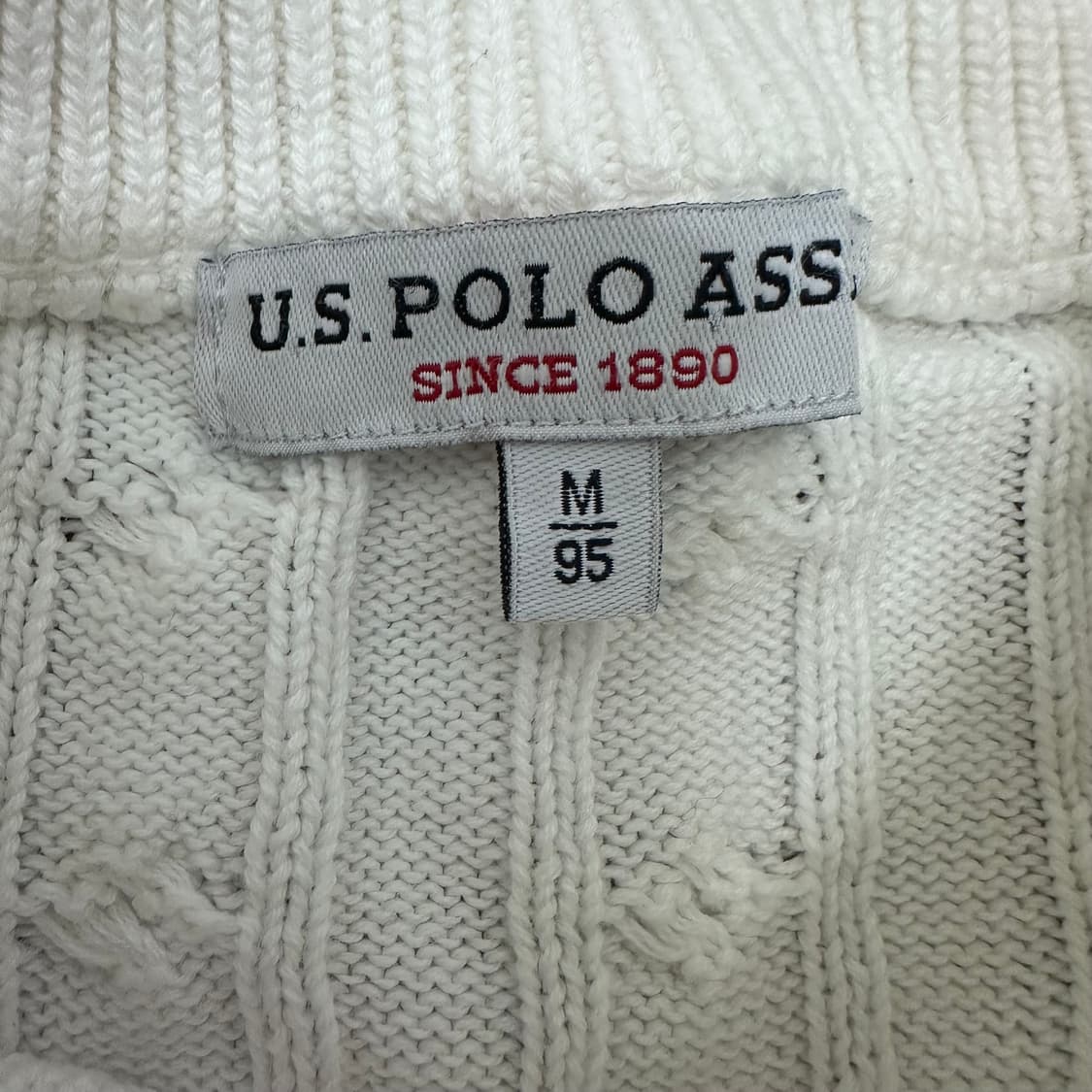 US POLO ASSN 폴로 아싼 꽈배기 케이블 여성 니트 화이트 M 상품이미지3