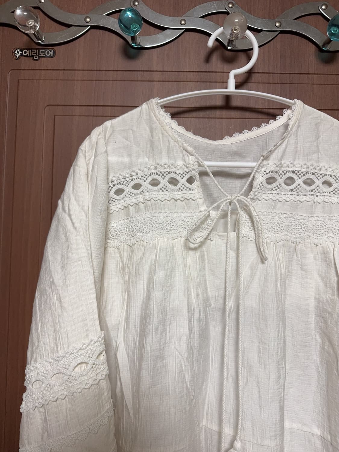 모리걸 하구미 몽골 빈티지 화이트 레이스 크로셰 자수 원피스 상품이미지2