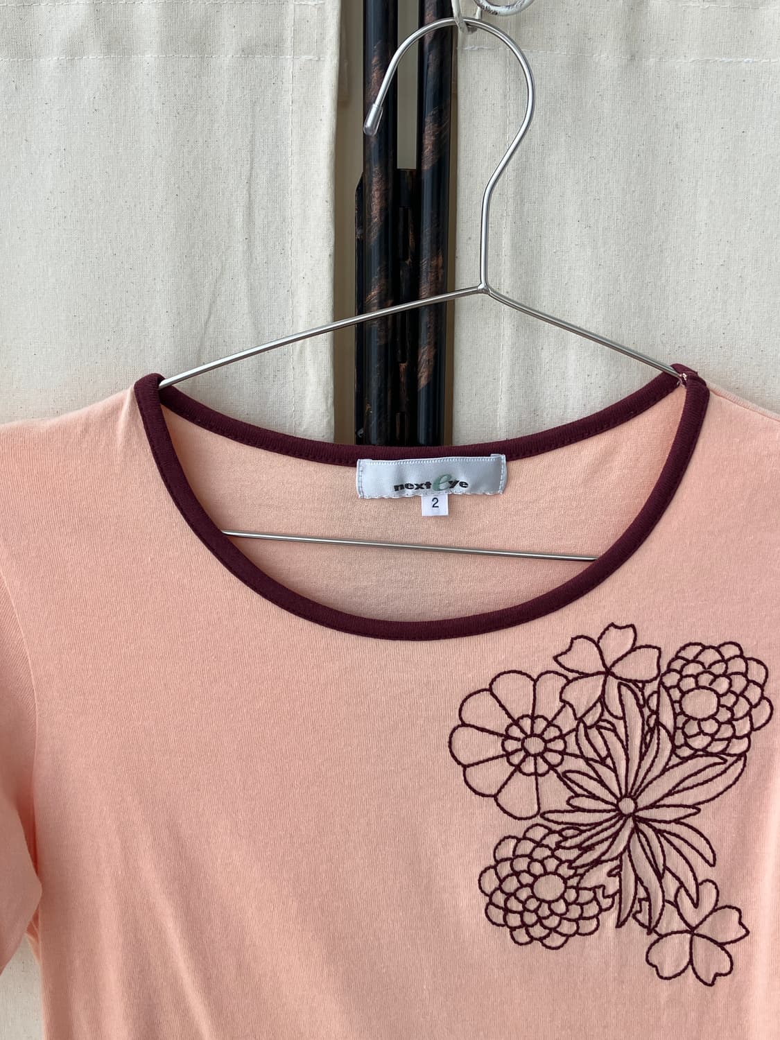 pastel flower embroidery ringer t-shirt 상품이미지3