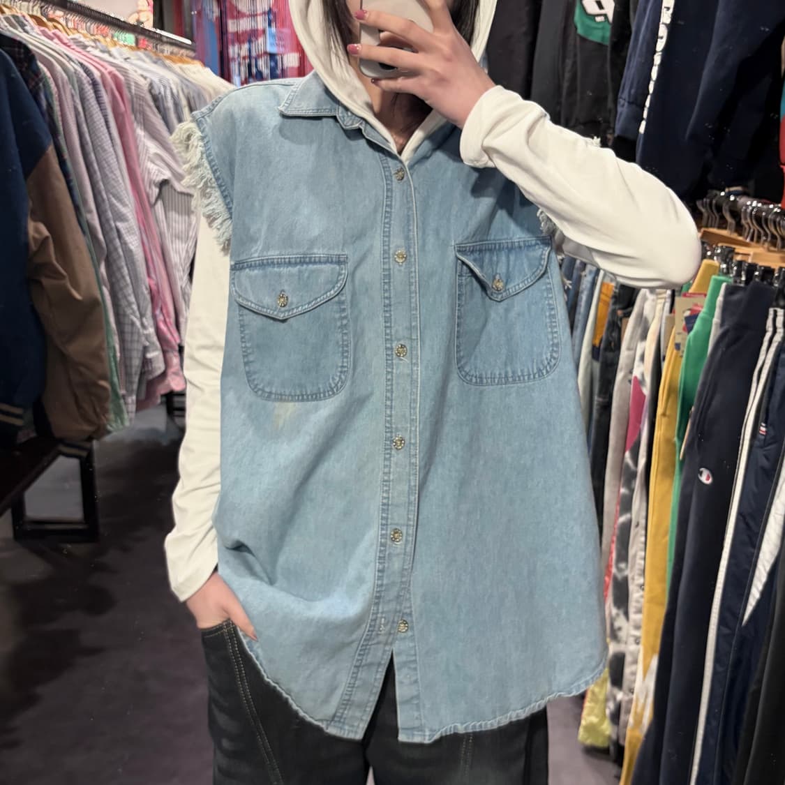  [IM] vtg 이글 프린팅 데님 베스트 상품이미지2