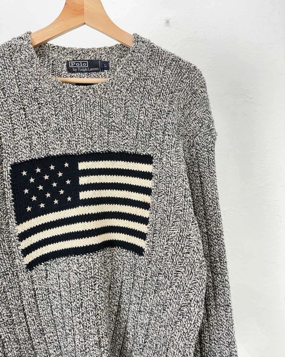 폴로 랄프로렌 블랙 앤 그레이 성조기 크루넥 니트 스웨터 상품이미지3