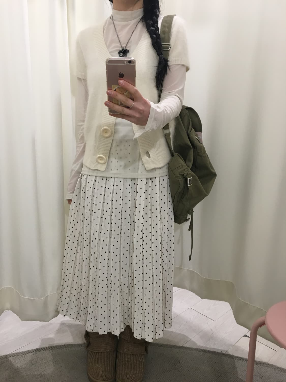 시스루 롱슬리브 + 앙고라 가디건 세트 상품이미지2