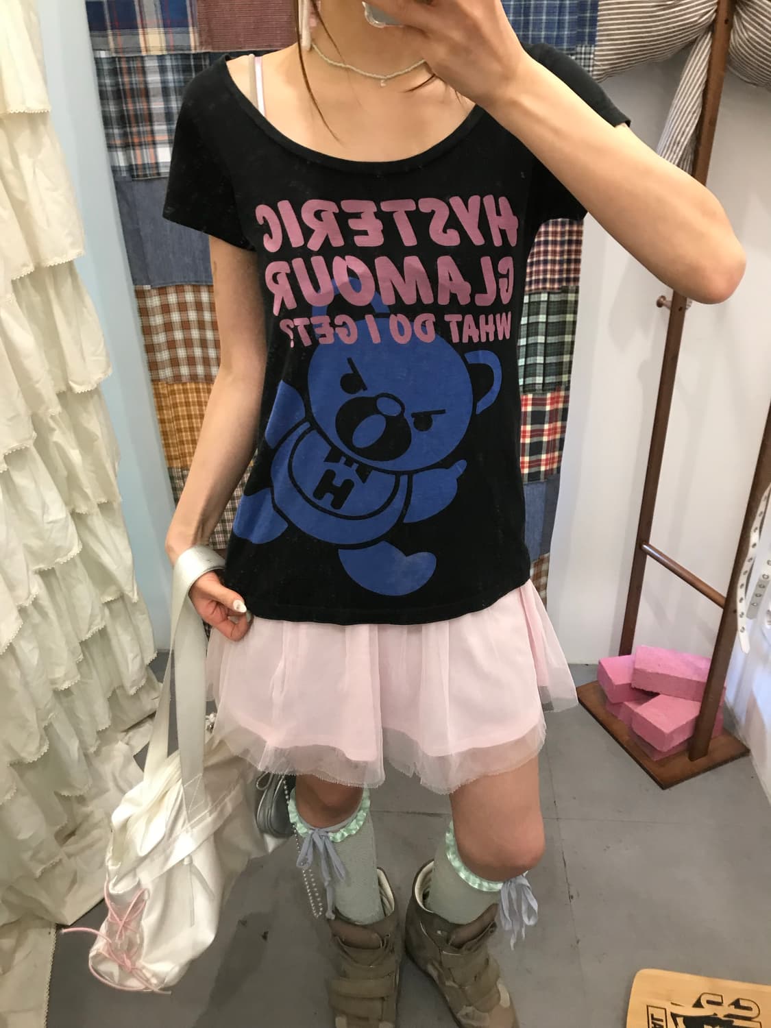 히스테릭글래머 블랙 퍽베어 반팔티셔츠 상품이미지5