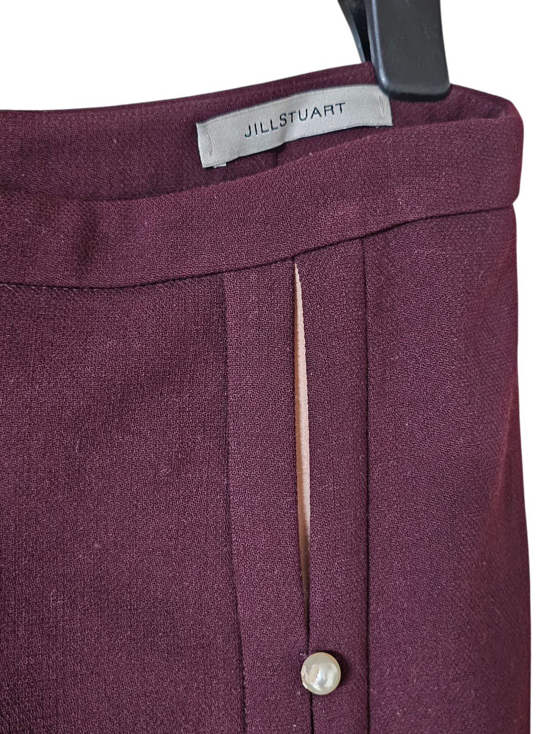 질스튜어트뉴욕 버건디 진주버튼 슬릿 스커트 56cm H라인 정장 출근룩 상품이미지4