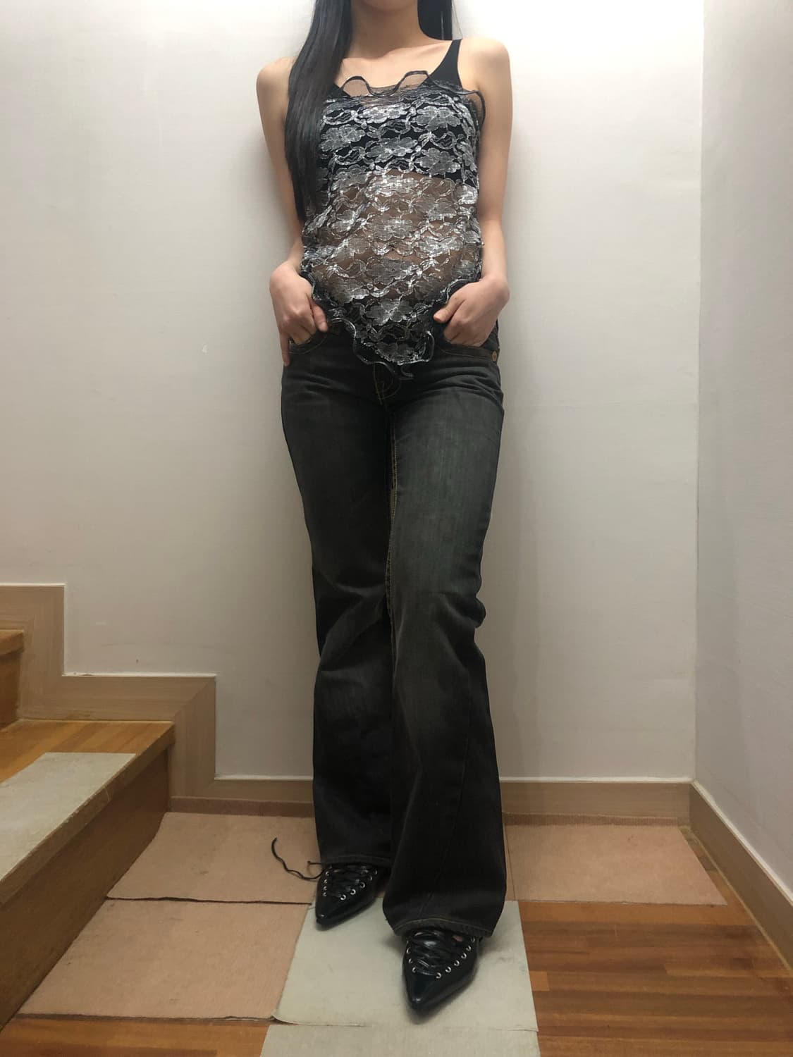 빈티지 트루릴리젼 블랙 데님 워싱 팬츠 상품이미지8