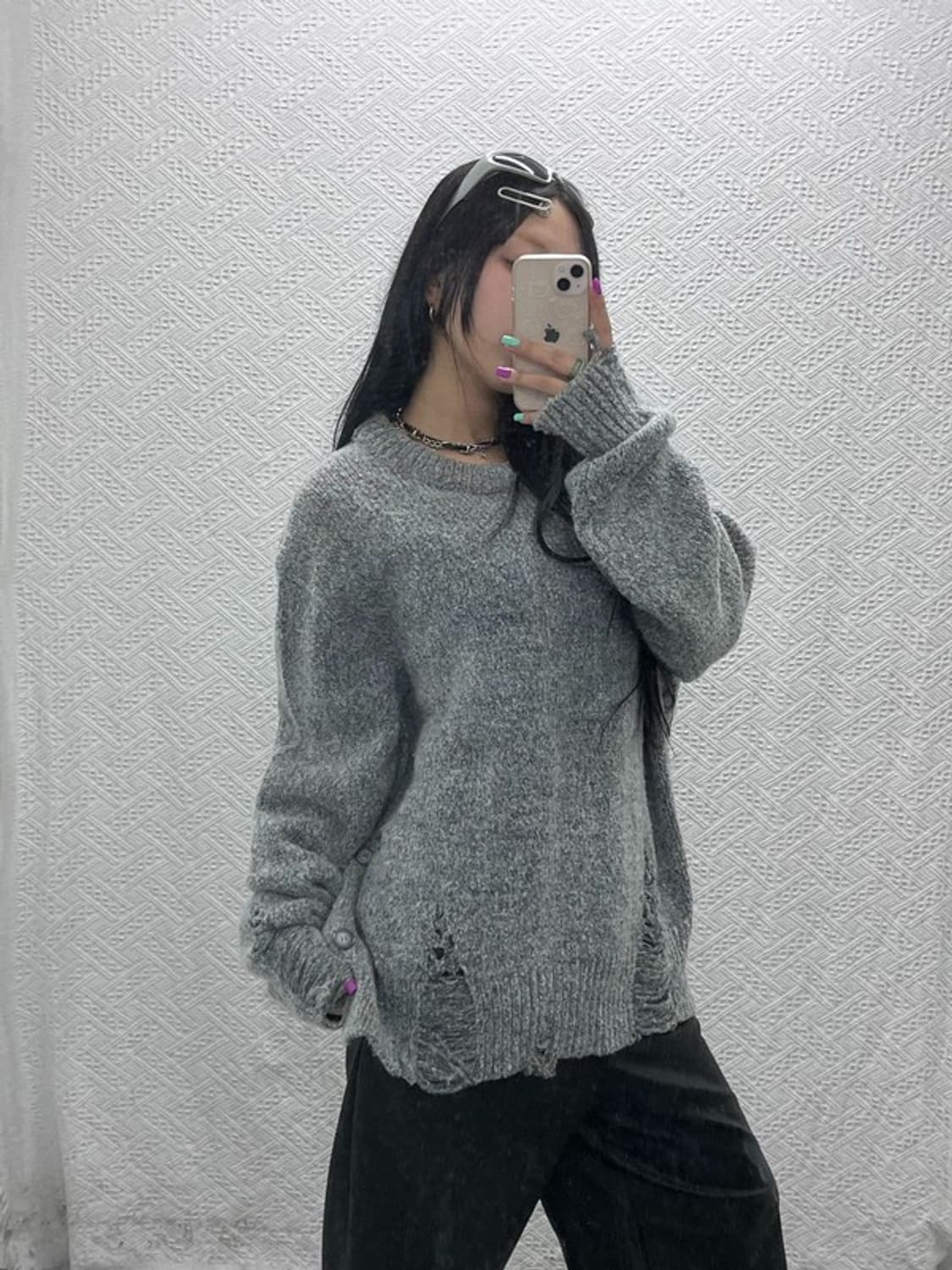 앤더슨벨 데미지 크루넥 그런지 니트 L C06862 상품이미지2