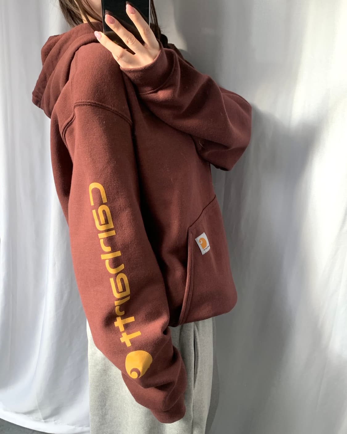 Carhartt 칼하트 버건디컬러 로고 후드티 상품이미지8