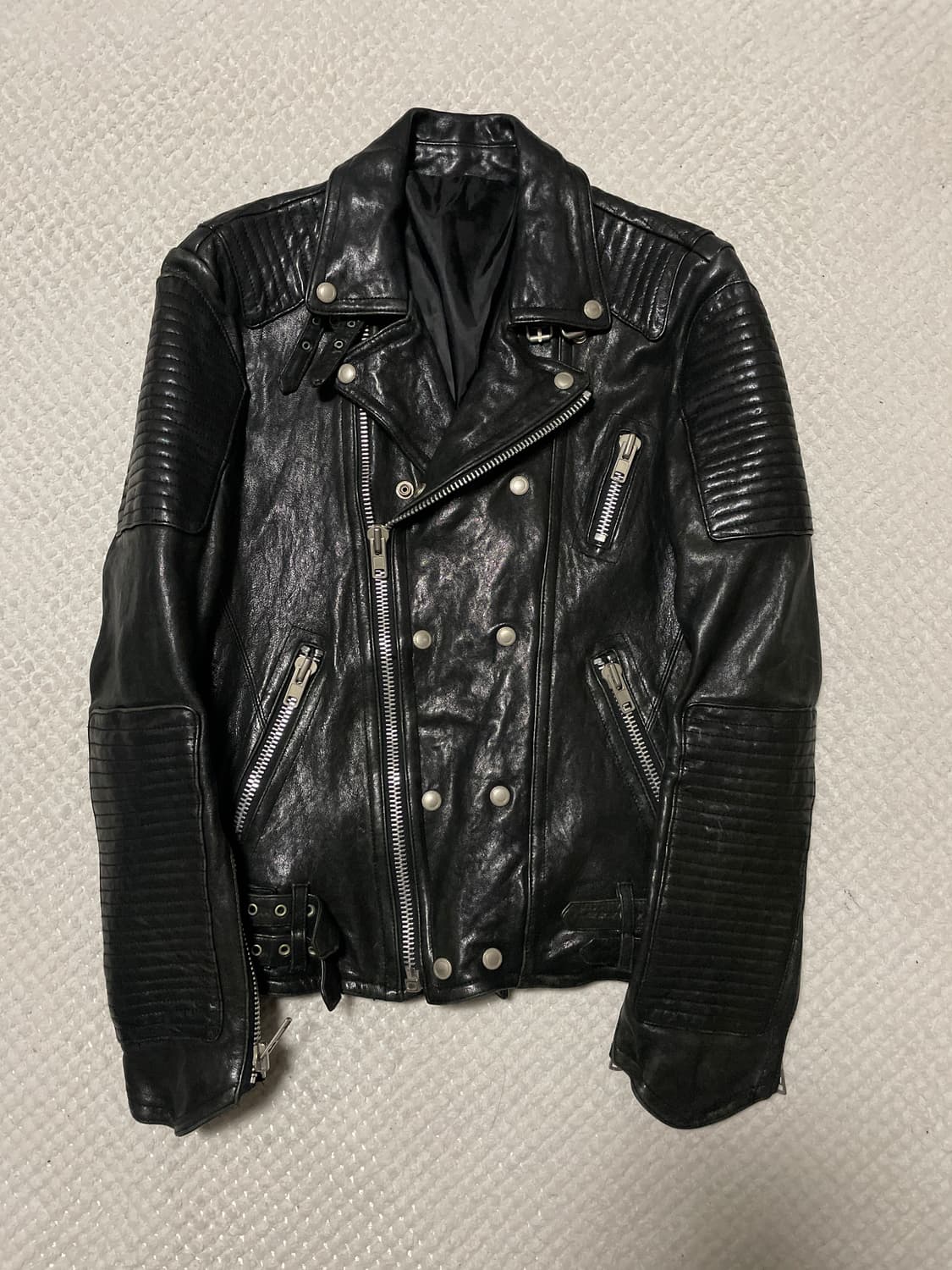 광희시장 웨스턴 무드 램스킨 양가죽 바이커 레더 자켓 상품이미지1